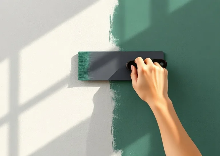 Application d'un enduit décoratif à la lisseuse sur un mur