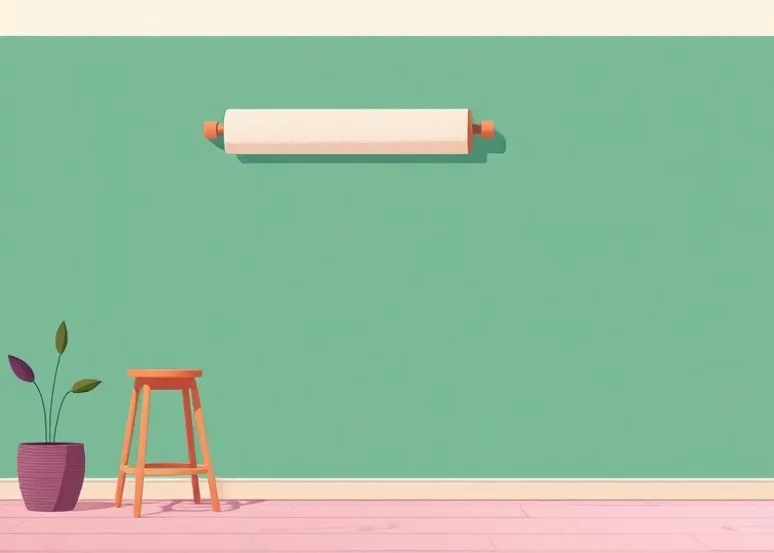 Pose de papier peint, rouleau et brosse à maroufler